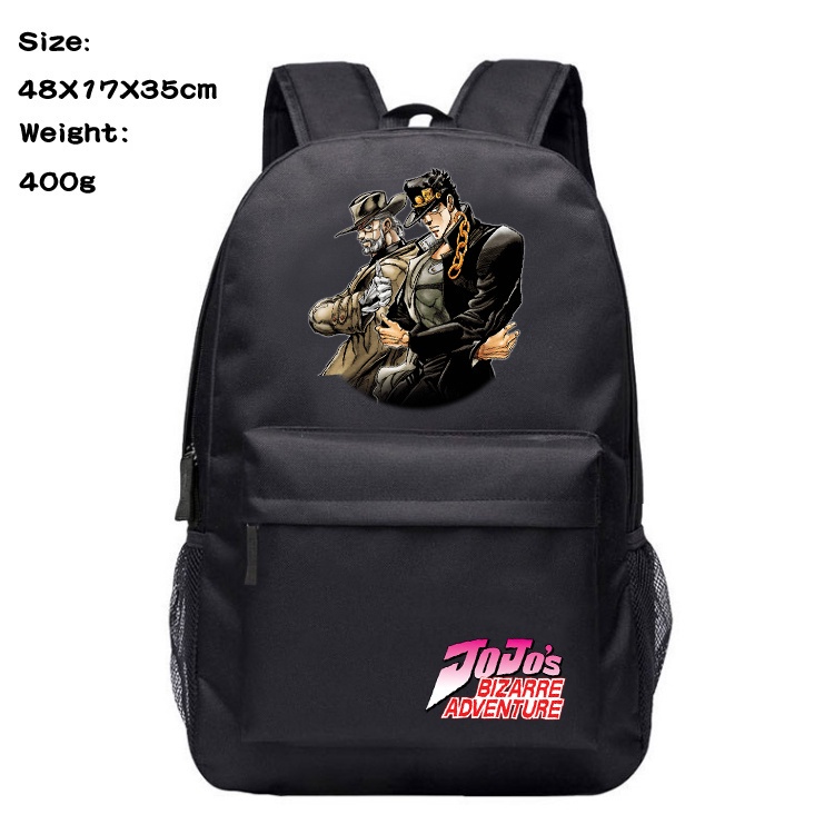 Ba Lô Canvas Màu Đen Sức Chứa Lớn Họa Tiết Hoạt Hình Jojo 's Bizarre Adventure Kujo Jotaro Cho Bé