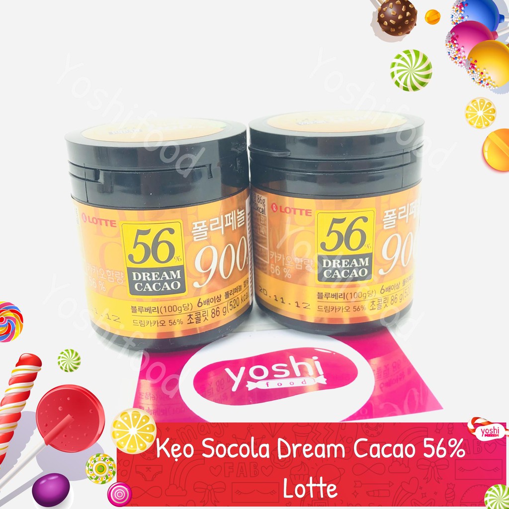 [2 LOẠI] Chocolate Đắng Lotte Dream Cacao hủ 86gr