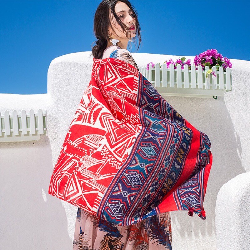 [Hàng Loại 1] Khăn Choàng Đi Biển Hoạ Tiết Boho Vintage To Chống Nắng