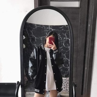 Áo khoác bomber phối tay da cực hot (ảnh thật)