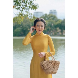 Bộ áo dài tây thi màu vàng đồng