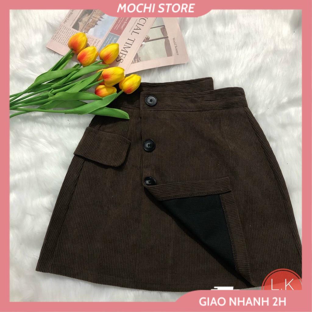 Chân Váy Nhung Nữ, Chân Váy Ngắn Chữ A ( Có Lót Quần ) Phối Túi Đính Nút Trang Trí Hàng Quảng Châu Cao Cấp, Full Size , | BigBuy360 - bigbuy360.vn