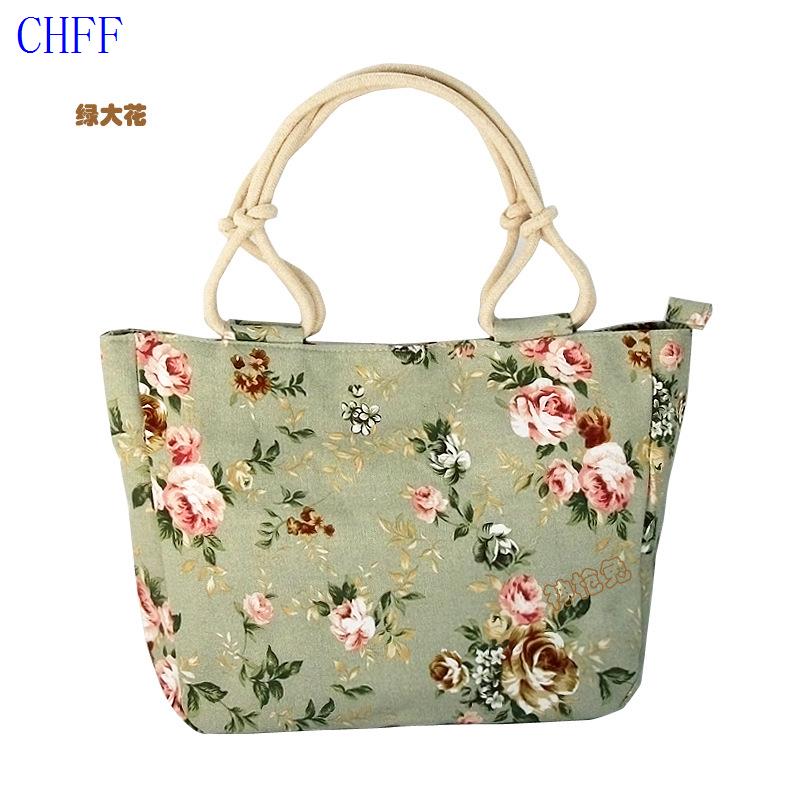 Bag♩Túi đựng vải bình thường phụ nữ có vai in túi xách trùm nữ in túi xách lớn túi xách tay