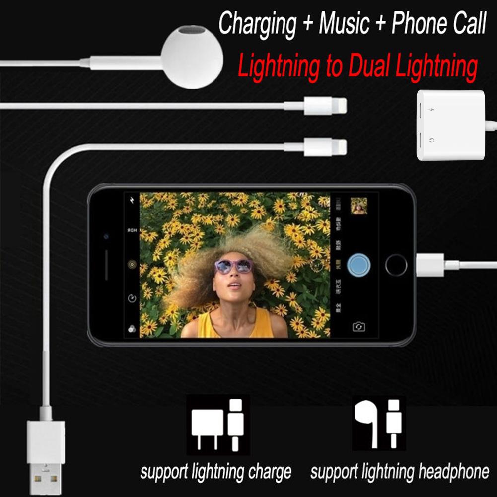 [Mã ELORDER5 giảm 10k đơn 20k] Bộ chia đôi tai nghe âm thanh và sạc tai nghe kép 2 in1 cho iPhone 7 7Plus 8 X