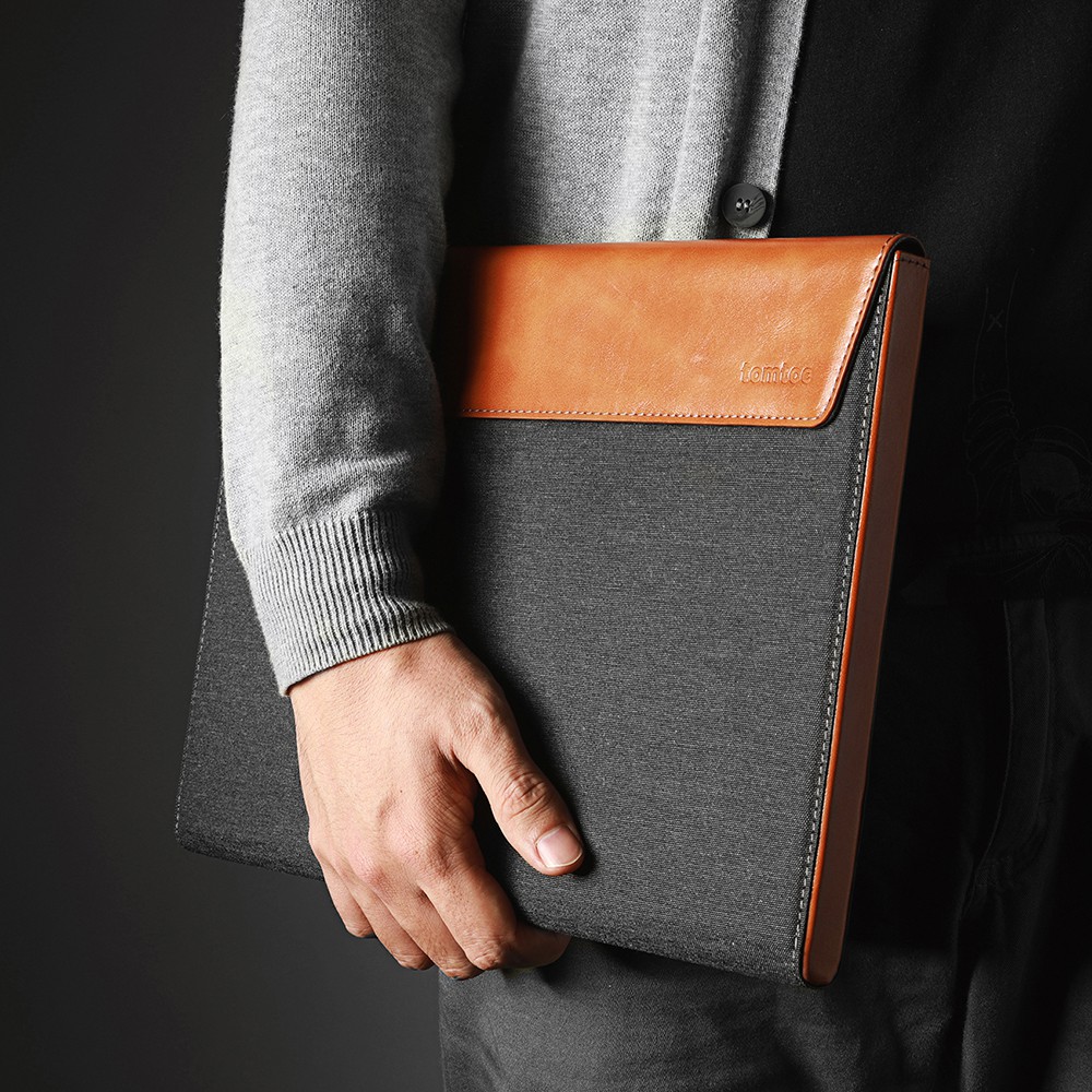 [TPK] Túi chống sốc TOMTOC Premium leather cho Macbook Pro 13/15/16inch NEW Gray - (H15)