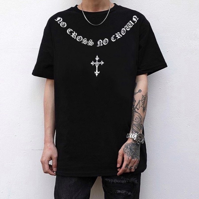 Áo thun tay lỡ No Cross No Crown /Áo phông unisex Mikenco chất cotton mềm nam nữ đều mặc được
