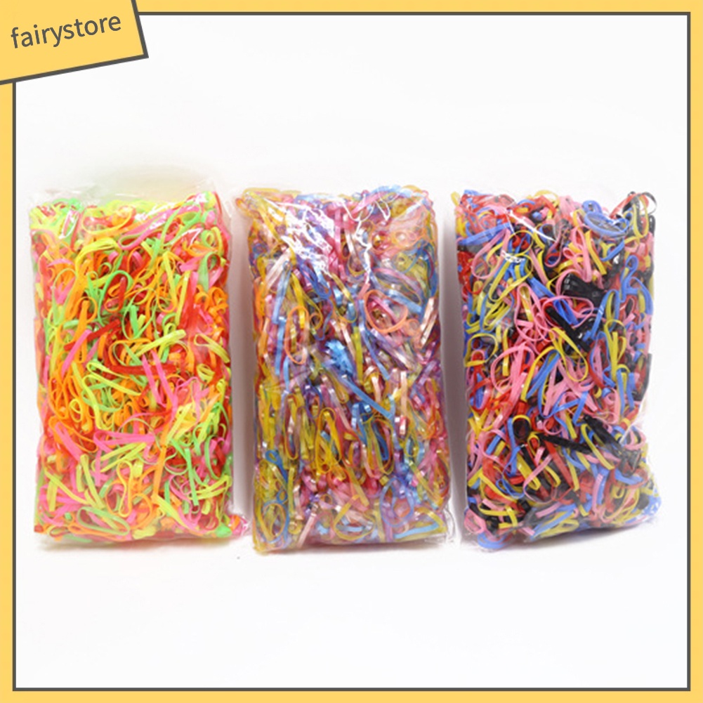 Bộ 2000 thun nhựa tpu cột tóc co giãn nhiều màu dành cho bé gái