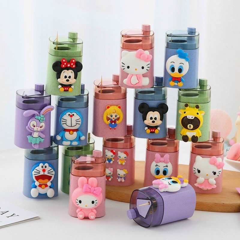 Hộp đựng tăm nhấn tự động họa tiết hoạt hình bằng nhựa PP cao cấp