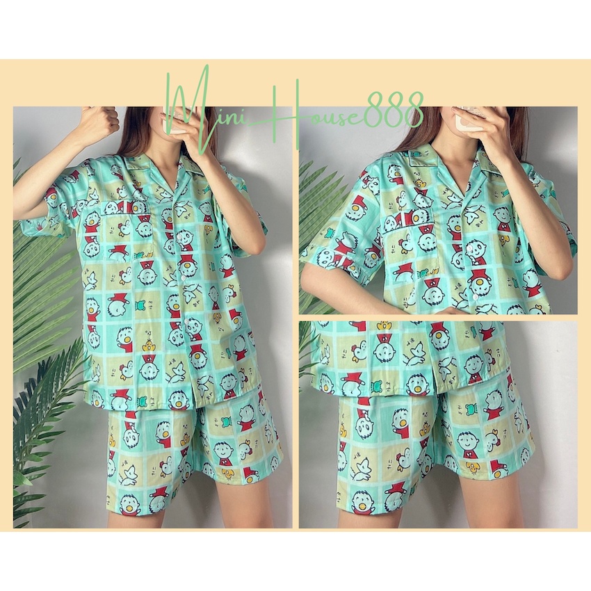 (Ảnh Thật , Sẵn ) Đồ Bộ Thái Lan Pijama hoạ tiết nền siêu nhân tay ngắn Minihouse888