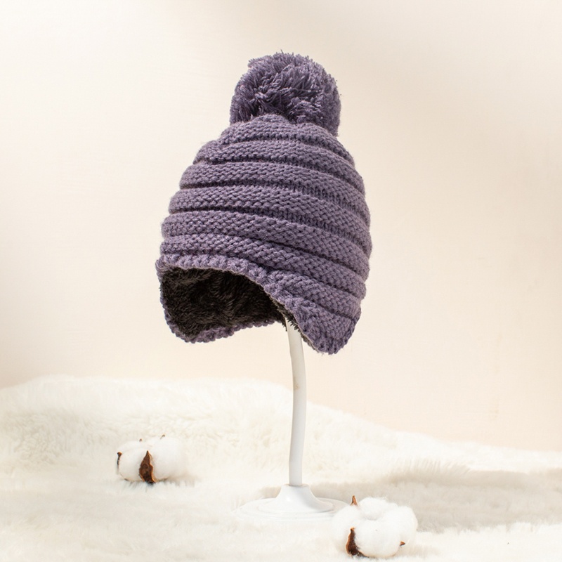 Mũ Len Giữ Ấm Màu Trơn Thời Trang Thu Đông Mới Cho Bé
