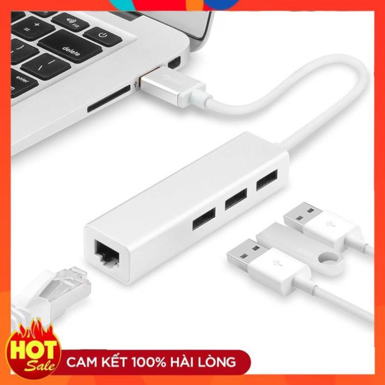 USB To Lan⚡Cáp Chuyển USB 3.0 Sang Lan Tốc Độ 10/100 Mbps Gigabit ✨ Tích Hợp 3 Công USB 3.0 Tiện Lợi Chất Lượng