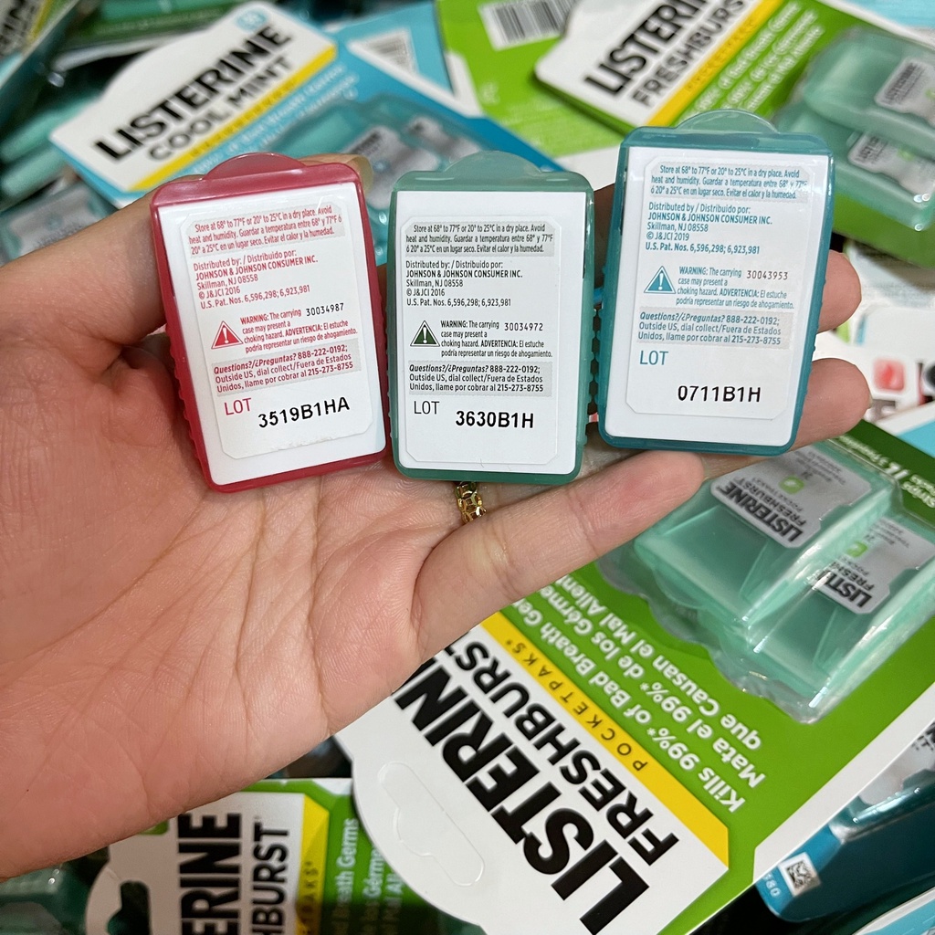 Miếng ngậm thơm miệng Listerine Pocketpaks đủ loại Mỹ