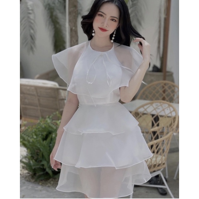 Váy cổ bèo cut out lưng sexy quyến rũ BYHUONG
