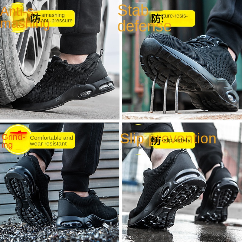 Giày Bảo Hộ Lao Động Siêu Nhẹ Có Đệm Khí Chống Va Đập Thoáng Khí Size Lớn 35-50 Cho Nam Và Nữ