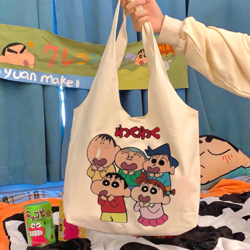 Túi vải canvas họa tiết cậu bé bút chì Shin dễ thương cho nữ