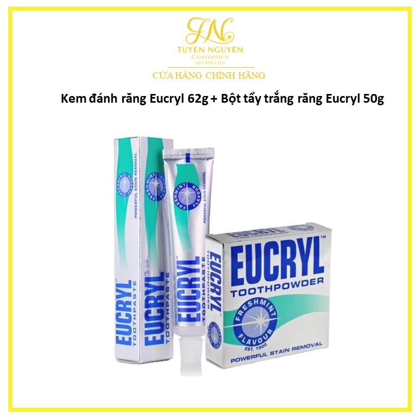 Kem đánh răng Eucryl 62g + Bột tẩy trắng răng Eucryl 50g