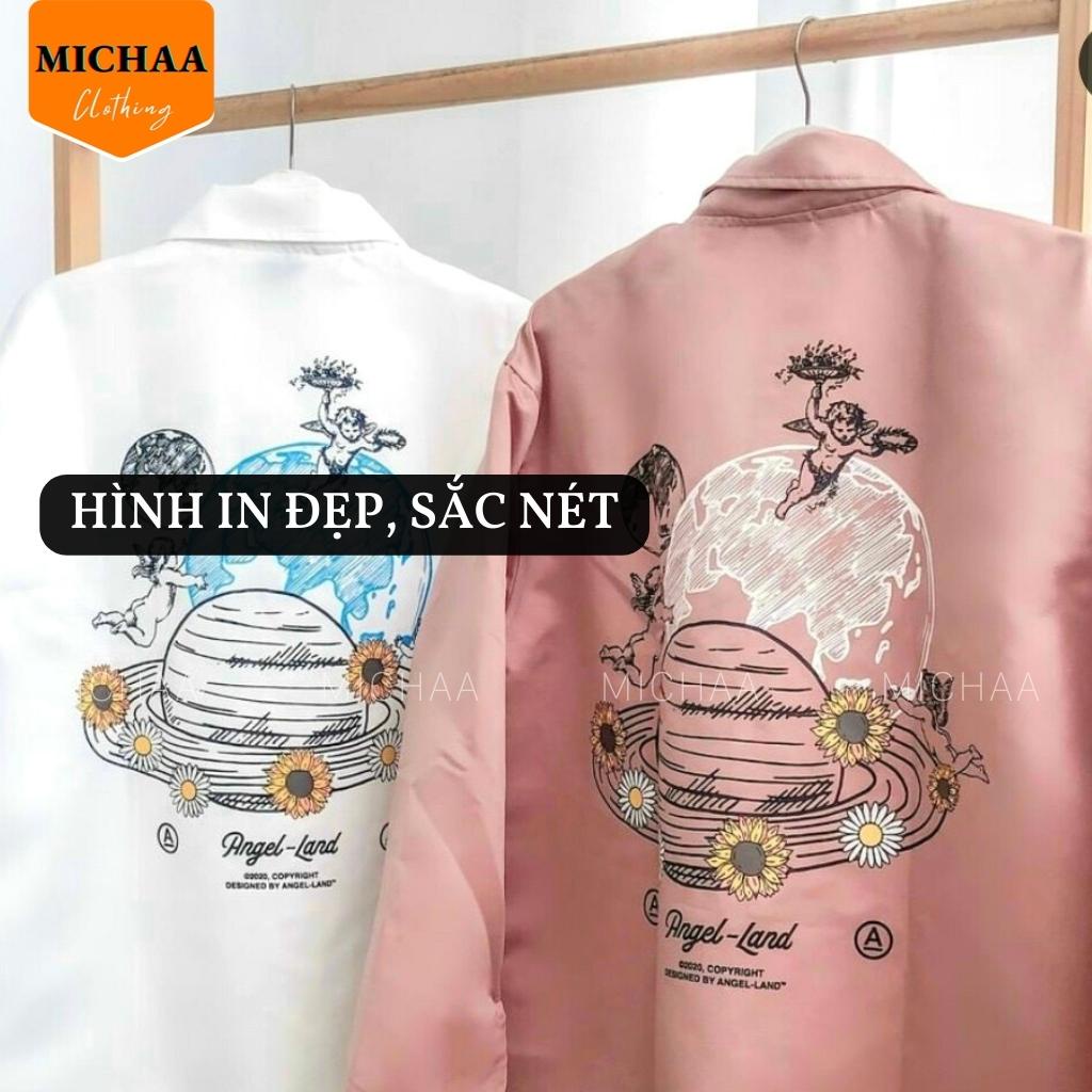 Áo Khoác Dù ANGEL LAND Nam Nữ Ulzzang Unisex Kiểu Sơ Mi Form Rộng Chống Nắng - MICHAA
