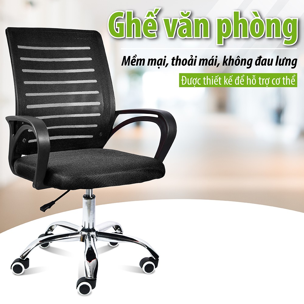 (CÓ SẴN)CHAIR19-Ghế lưới chân xoay làm việc cao cấp Mẫu B200 BLACK