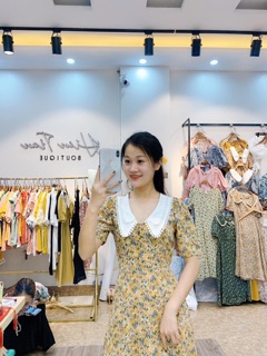 Váy hoa nhí cổ sen 2 tầng