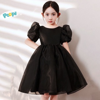 Váy Công Chúa Bé Gái Poopi Xòe Bồng Màu Đen Dễ Thương, Đầm Bé Gái Dự Tiệc Xinh Xắn