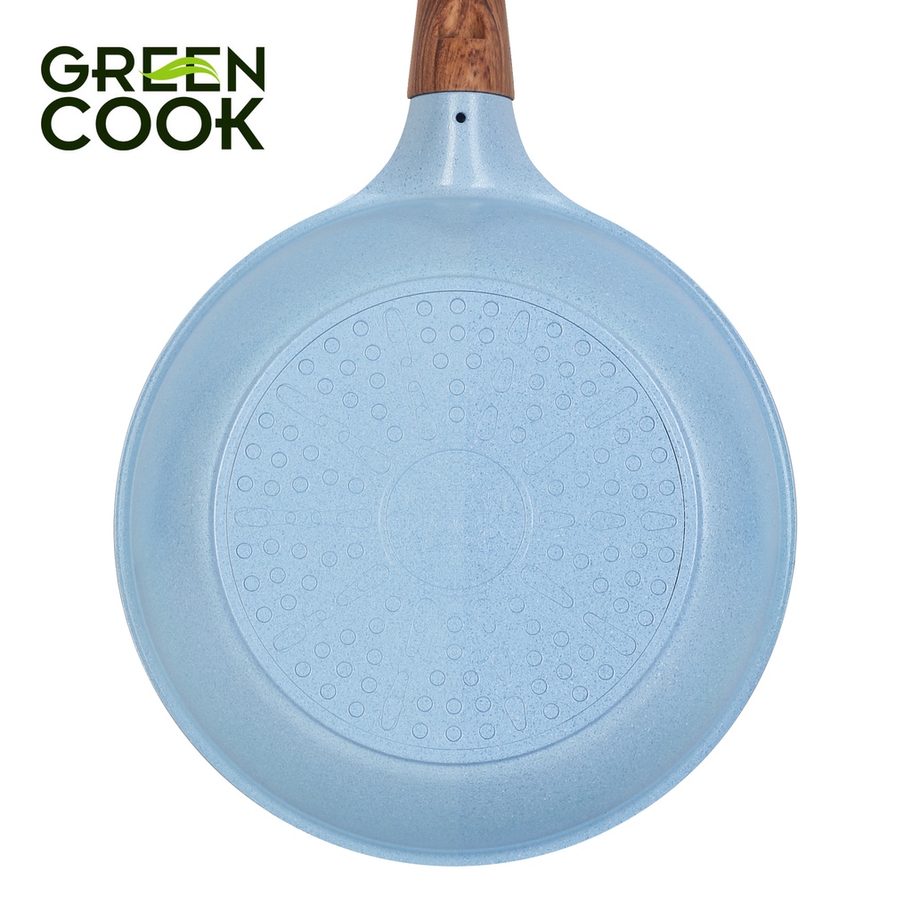 Chảo đúc đáy từ men đá xanh sapphire Green Cook GCP09 với 10 lớp chống dính an toàn cho sức khoẻ, công nghệ Hàn Quốc dùn