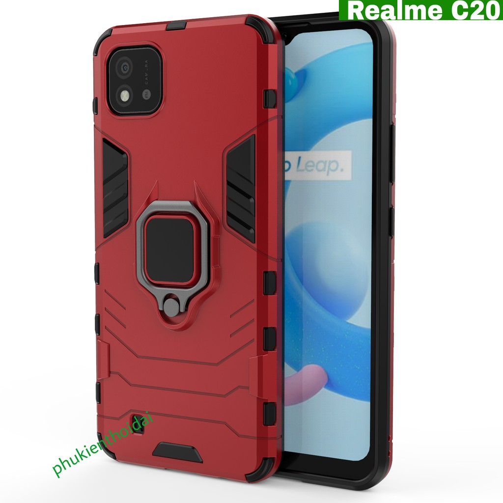 Ốp lưng Realme C20 / Realme C17 chống sốc Iron Man Iring cao cấp giá đỡ xem phim thời trang cao cấp