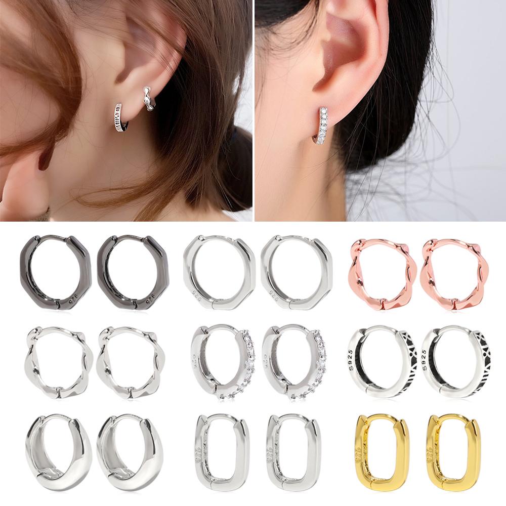 Bông Tai Dạng Vòng Thiết Kế Hình Học Thời Trang Cho Nam Và Nữ