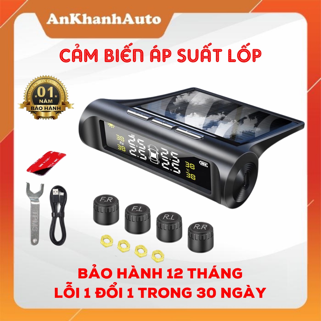 Cảm Biến Áp Suất Lốp Ô Tô TPMS Màn Hình LCD Pin Năng Lượng Mặt Trời - Van Ngoài Cảnh Báo Áp Suất Nhiệt Độ Lốp Chính Xác