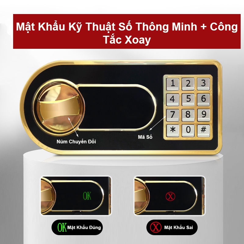 Két Sắt Mini Chống Cháy An Toàn, Két Mini Thông Minh Có Khóa, Két Sắt Mini Tiết Kiệm Cho Gia Đình -  Bảo Hành 12 Tháng