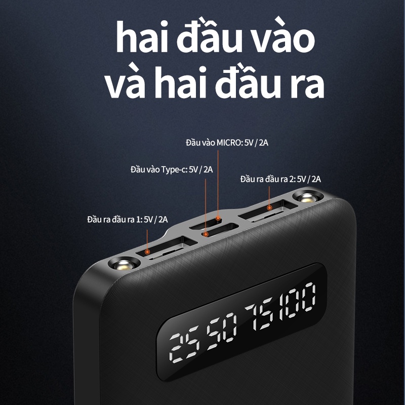 Sạc dự phòng 10000mAh BASIKE PT69P có thể mang lên máy bay màn hình kỹ thuật số LED