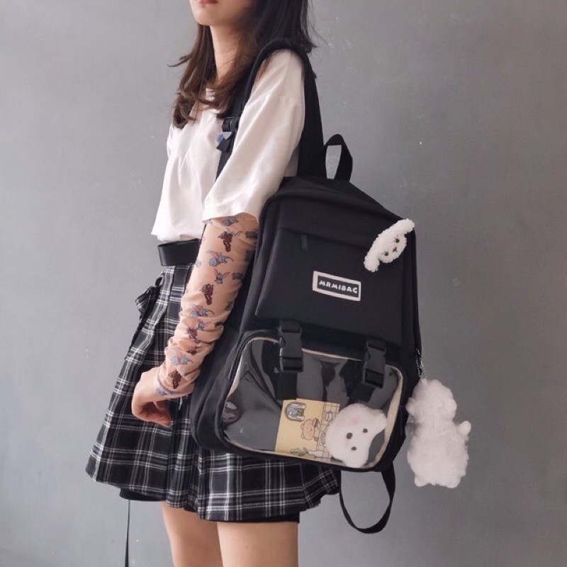 Balo Đi Học Nam Nữ MrMiBag Phối Túi Trong Hot Hit