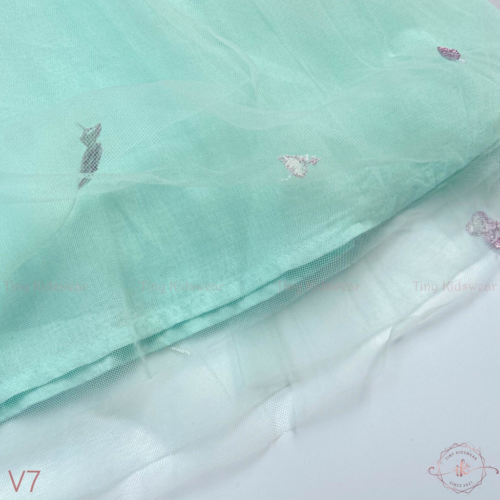 Váy/ Đầm xòe công chúa ngắn tay họa tiết kẹo bông cho bé gái từ 8-16kg [V7]