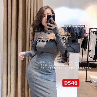 Đầm body tay dài phối lưới
