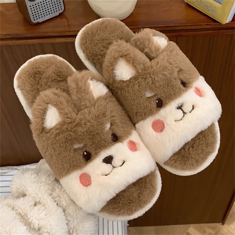29CAM] (hàng sẵn ) Dép bông thỏ nâu cute đế xốp lông mịn chống trơn đi được cả ngoài đường
