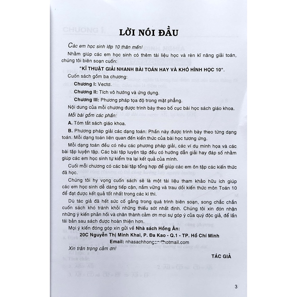 Sách - Kỹ thuật giải nhanh bài toán hay và khó hình học 10 - chương trình giáo dục phổ thông mới- Nguyễn Duy Hiếu