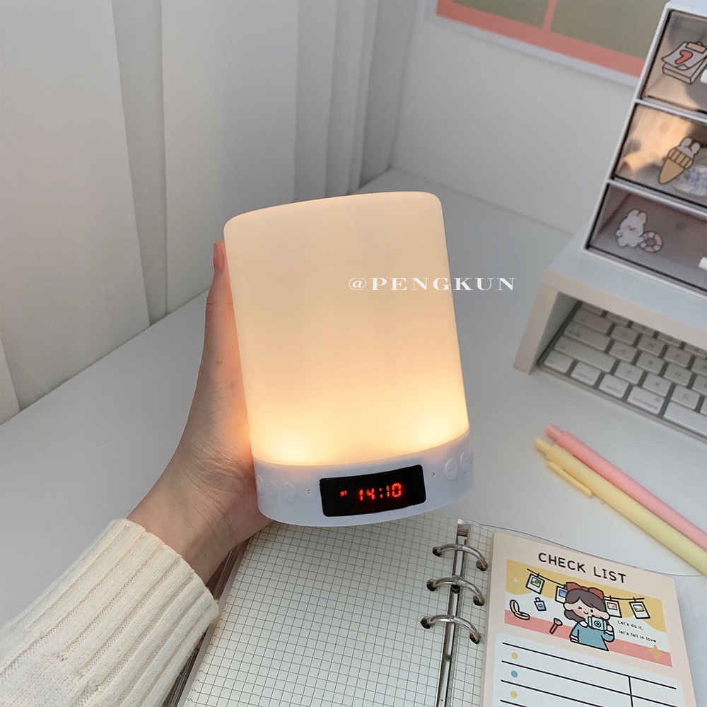 Loa Bluetooth Kiêm Đồng Hồ Báo Thức Không Dây Tích Hợp Đèn Ngủ Đa Năng