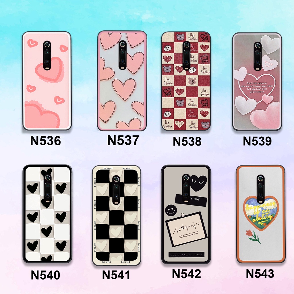 Ốp Xiaomi Redmi K20 / MI 9T / K30 / K30 5G in hình trái tim caro đen trắng , hồng cute xinh xắn dễ thương