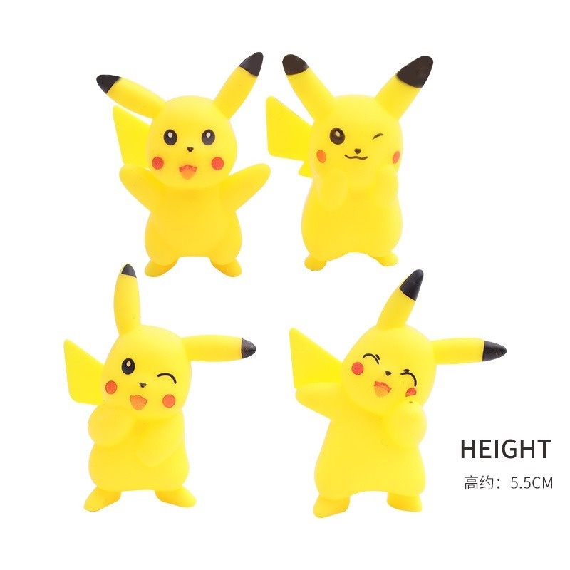 Bộ 6 Mô Hình Nhân Vật Hoạt Hình Pokemon Trang Trí Bánh Kem Tráng Men