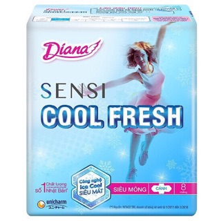 GÓI BĂNG VỆ SINH DIANA SENSI COOL SIÊU MÁT có cánh