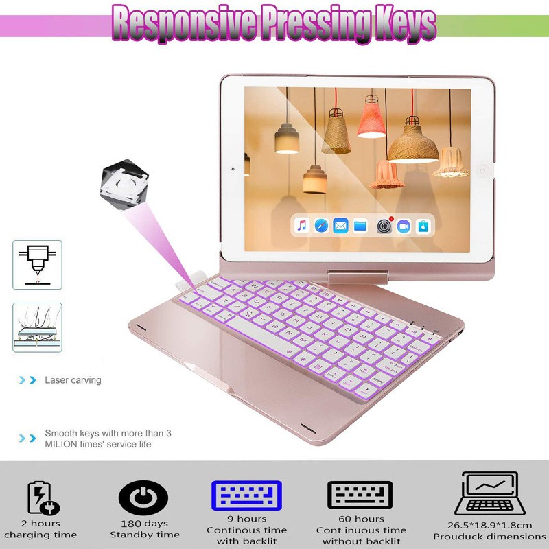 Bao Da Máy Tính Bảng Có Bàn Phím Xoay 360 Độ Cho iPad 9.7 10.2 5th 6th 7th 8th 9th generation gen 5 6 7 8 9 iPad air 1 2 3 4 pro 9.7 10.5 11 Ốp