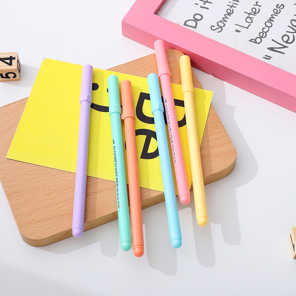 Bộ 6 bút đánh dấu đầu mềm nhiều màu sắc thiết kế tiện lợi dành cho học sinh / văn phòng