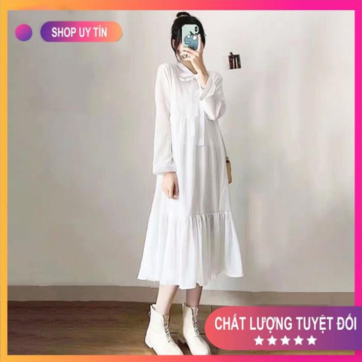 Váy Nữ 🍀[FREESHIP]🍀 Đầm Babydoll Nơ Ngực Tay phồng-Dáng Suông, Chất liệu nhẹ thoải mái-lên dáng cực xinh Mã TT02  ཾ