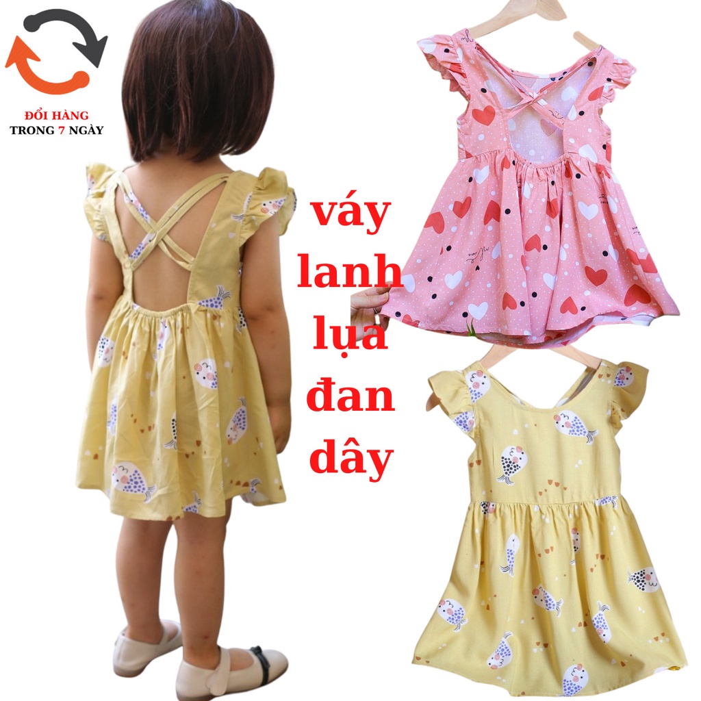váy xinh cho bé gái 1-7 tuổi vải LANH LỤA loại đẹp, 12-25kg, mamikid