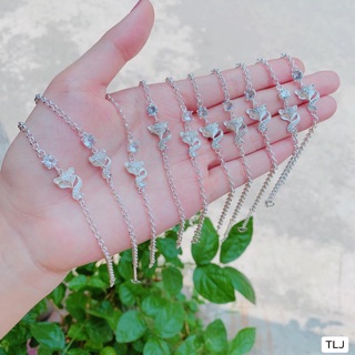 Lắc tay bạc mặt hồ ly đá trắng phong thủy cho nữ LT0122