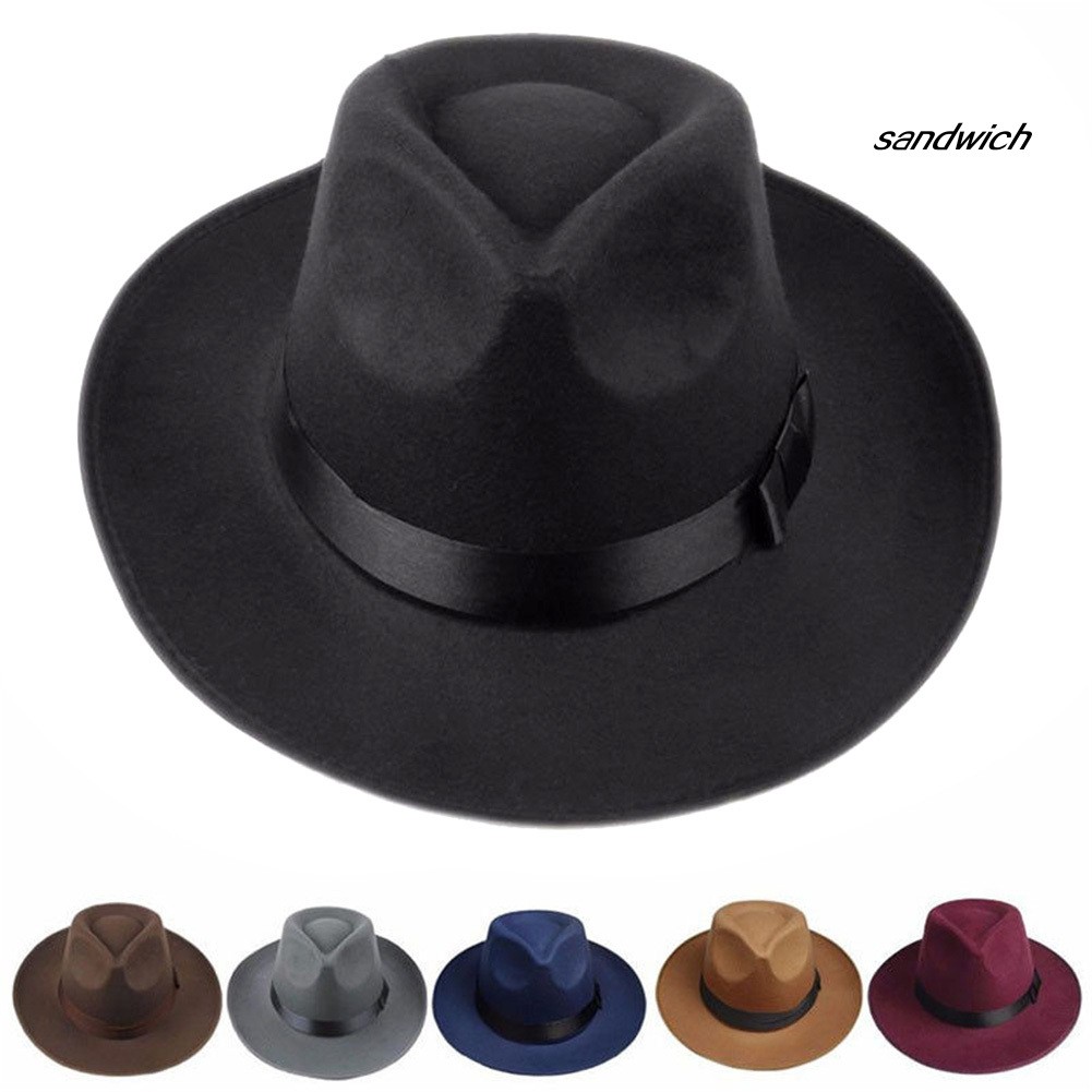 Mũ Fedora Panama Vành Rộng Bằng Vải Nỉ Cứng Cổ Điển Thời Trang Mùa Thu Cho Nam Và Nữ