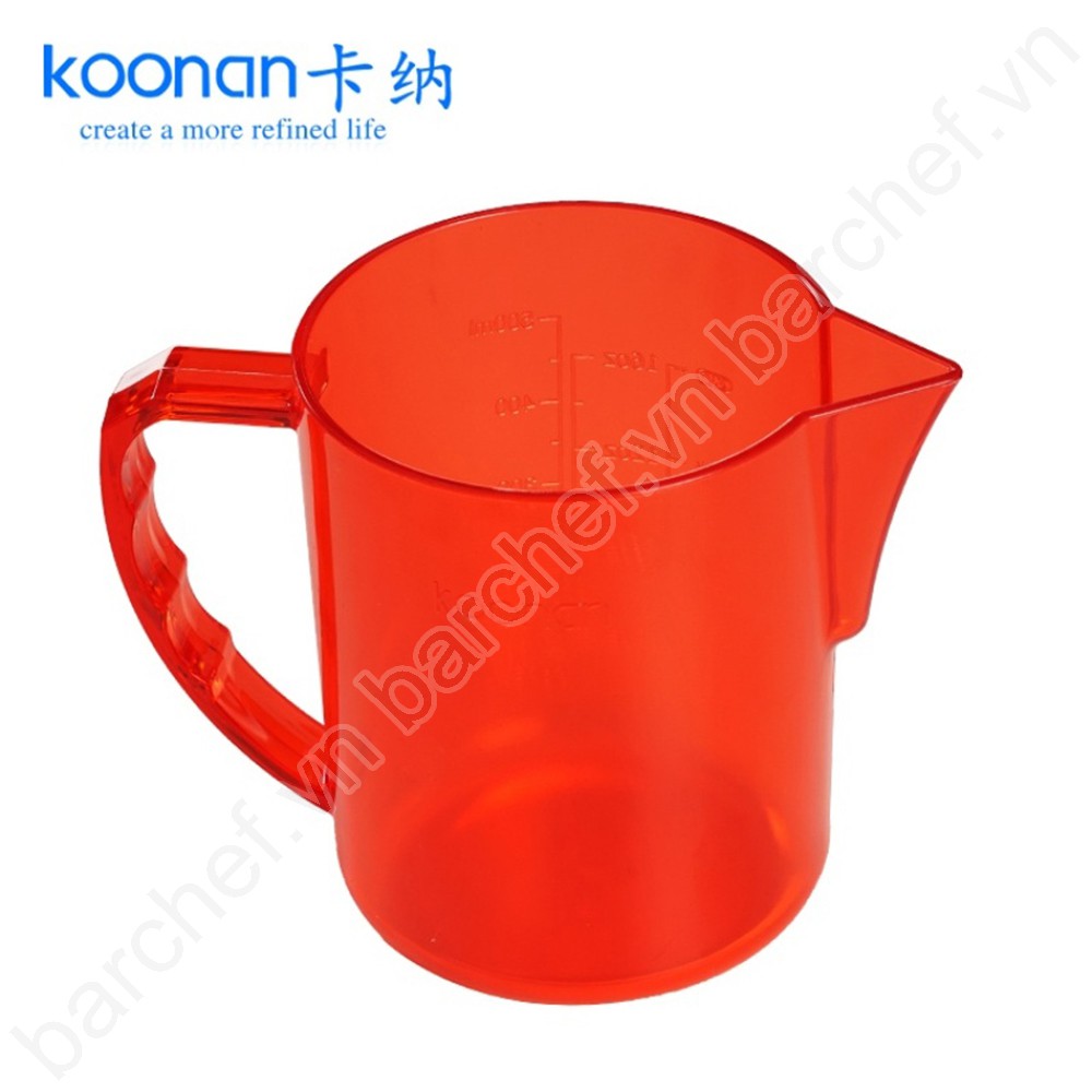 Ca đánh sữa bằng nhựa acrylic Koonan 600ml (KN-5728) màu đỏ
