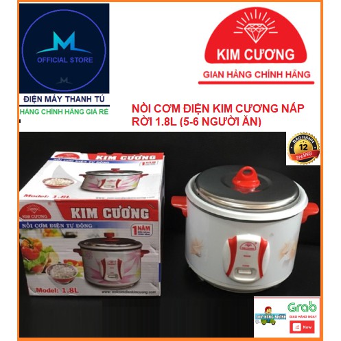 KC 1.8L - NỒI CƠM ĐIỆN KIM CƯƠNG NẮP RỜI 1.8L (5-6 NGƯỜI ĂN) BẢO HÀNH CHÍNH HÃNG 12 THÁNG