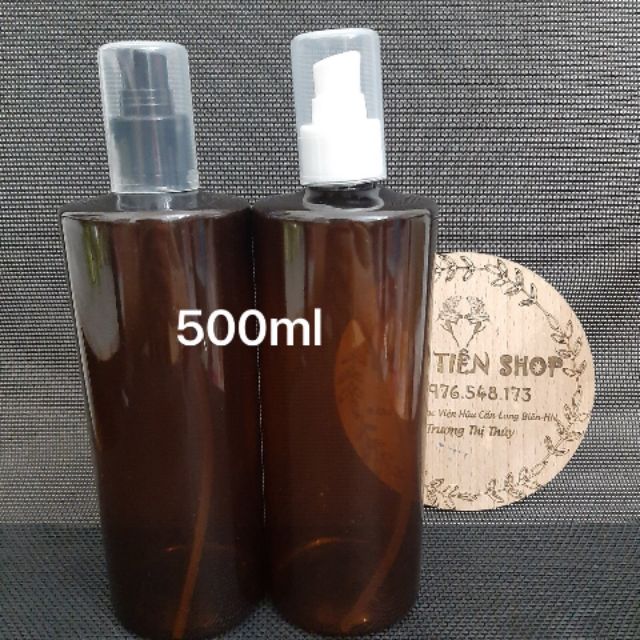 Chai nhựa nâu 500ml xịt giọt vai vuông