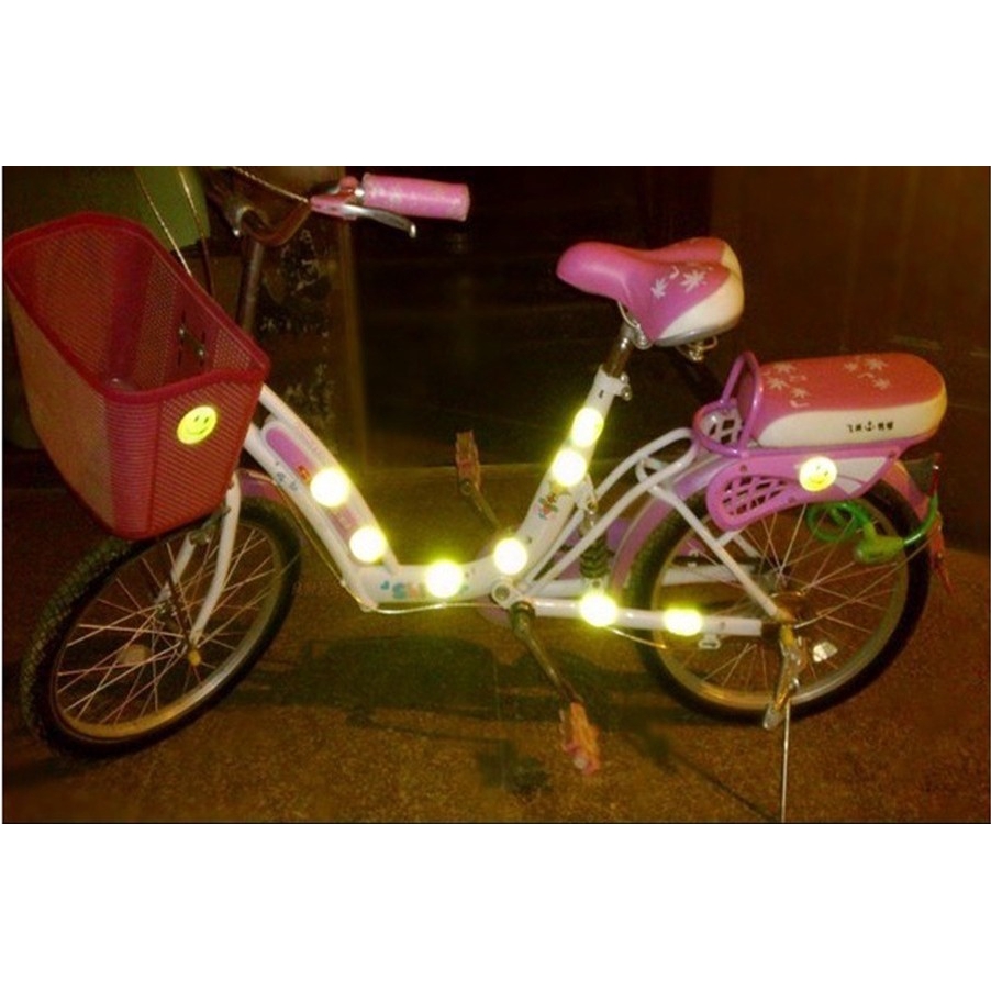 Bộ 4 miếng dán trang trí xe đạp hình mặt cười phản quang độc đáo