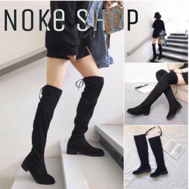 [ kèm video] Bốt đùi thời trang nữ đế bệt